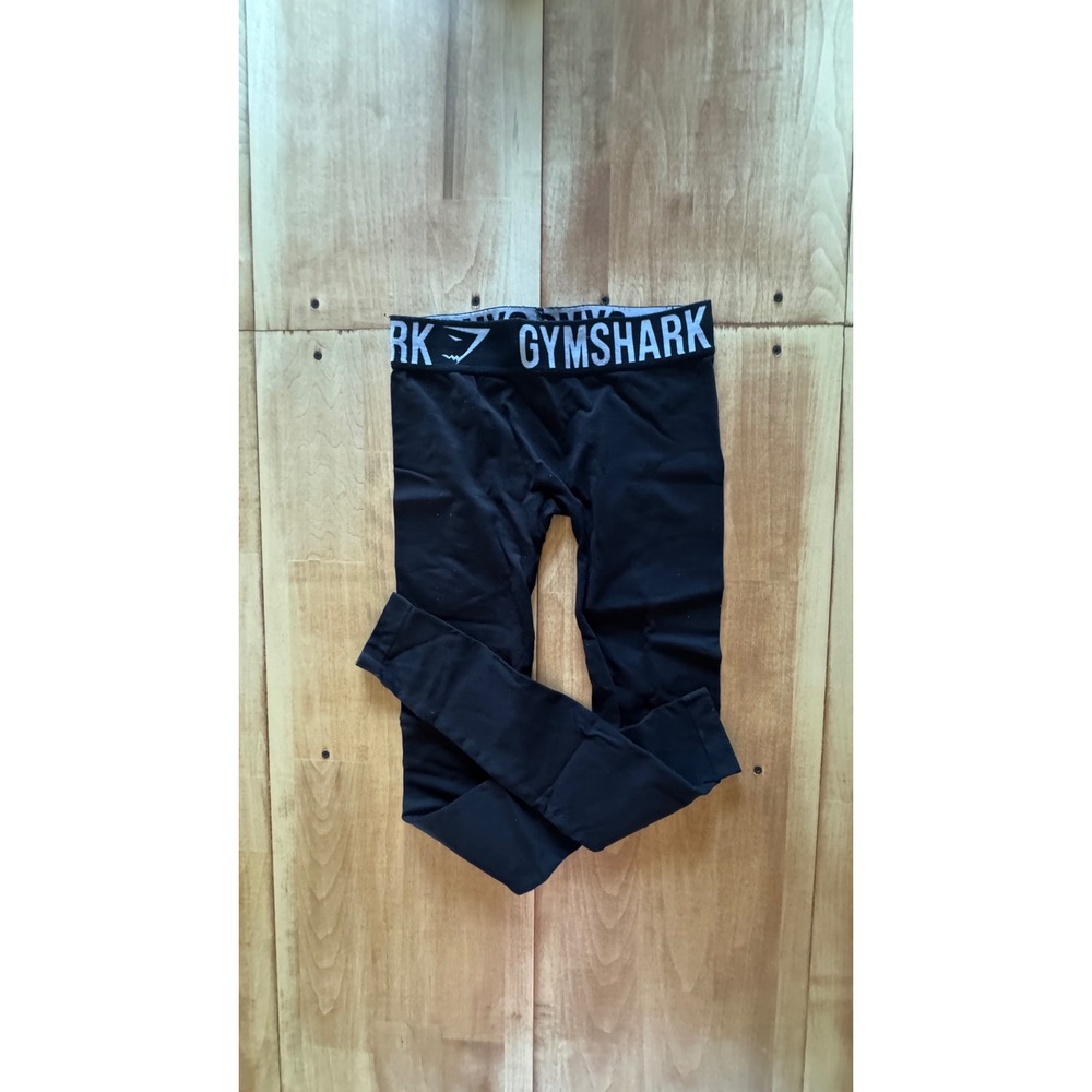 Gymshark Flex Seamless Leggings Black Gray Logo Waistband Mid Rise‎ Womens Small